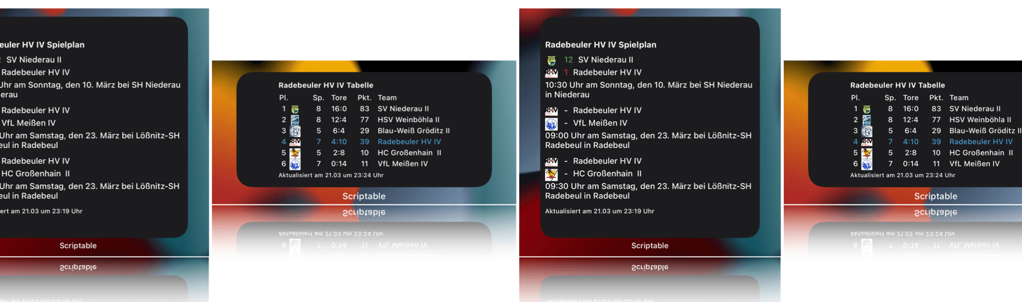 Handball iOS Widgets mit Scriptable
